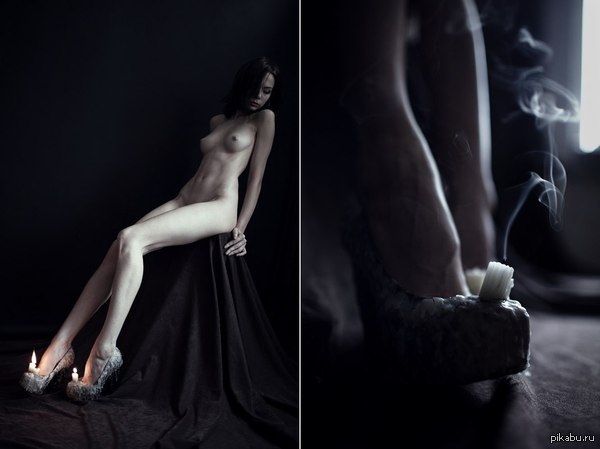 Put out the light - NSFW, Girls, Erotic, beauty, Candle, Wax, Shoes, Breast