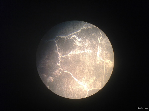 В университете, на одной из пар СтройМата смотрели металлы под микроскопами. Вот так красиво, как луна. Фото мое. Это мой первый пост, не судите очень строго:)