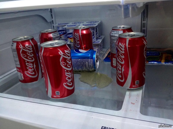 Last night I told my friend, a Coca-Cola fan, that I like Pepsi better. - Coke vs Pepsi, Refrigerator, Beverages