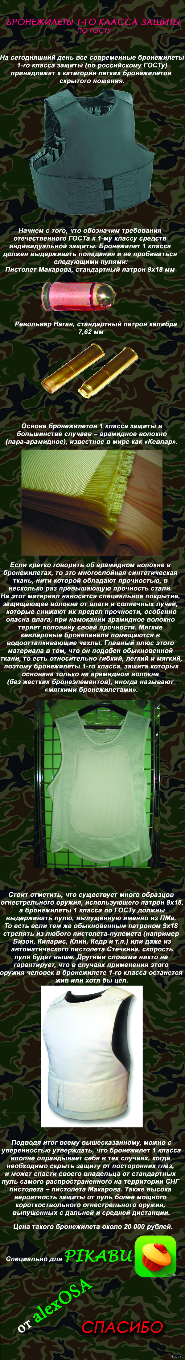 Бронежилеты 1-го класса защиты по ГОСТу