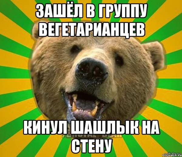 How to have some fun - Ridiculous bear, Shashlik, Vegetarianism, Anti-vegetarianism