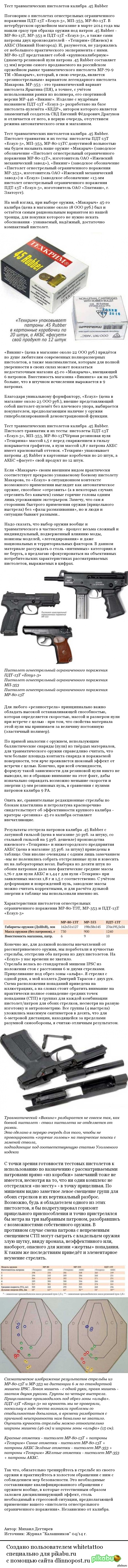 Тест травматических пистолетов калибра .45 Rubber
