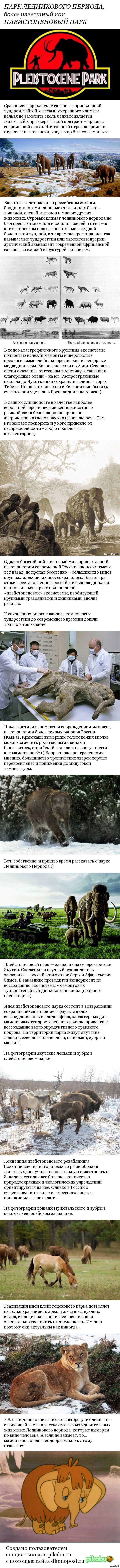 ice age park - Interesting, Longpost, Animals, Extinction, ice Age, National park, Nature, Russia