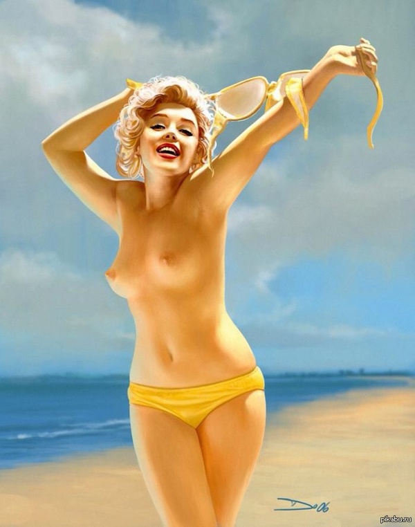 Sea, sun, warmth - NSFW, , Girls, Breast, Panties, Sea, Sand, Smile