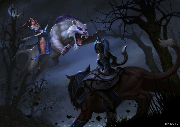 Mirana meets Luna. Dota 2 art