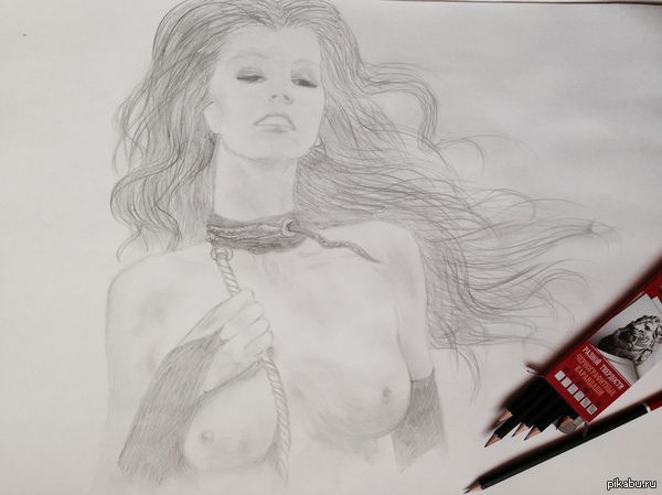 My last year.. - NSFW, My, Art, Girls, Graphics, Pencil drawing, Nude, Creation