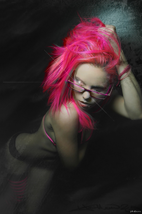 pink nyasha - Pink hair, Glitch, Girls, NSFW