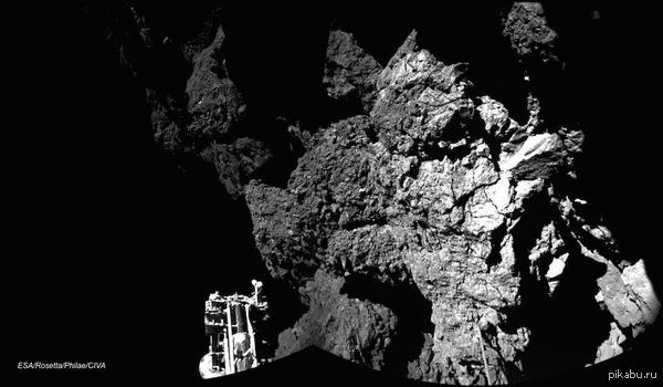 Опубликованы первые снимки, сделанные аппаратом Philae на поверхности кометы Чурюмова-Герасименко.