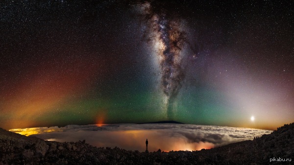 Панорама Млечного пути с горы Mauna Kea на острове Гавайи, Гавайские острова. Автор Shane Black.