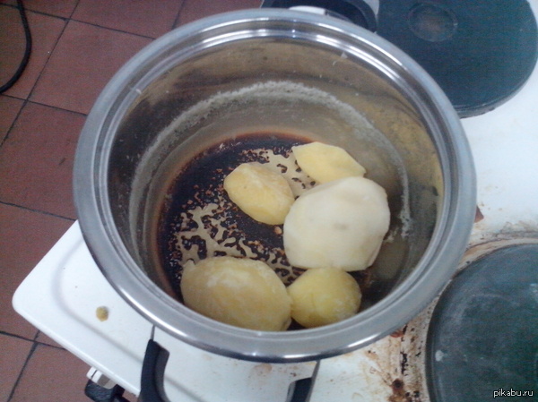 Boiled potatoes - My, Dormitory, Potato