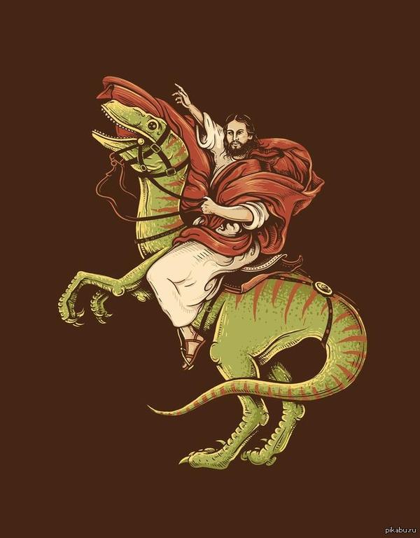 Jesus on a dinosaur - Raptored, Jesus Christ, Dinosaurs