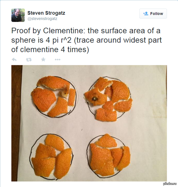     ,      4*pi*R^2    Steven Strogatz https://twitter.com/stevenstrogatz/status/555496519575810048/photo/1