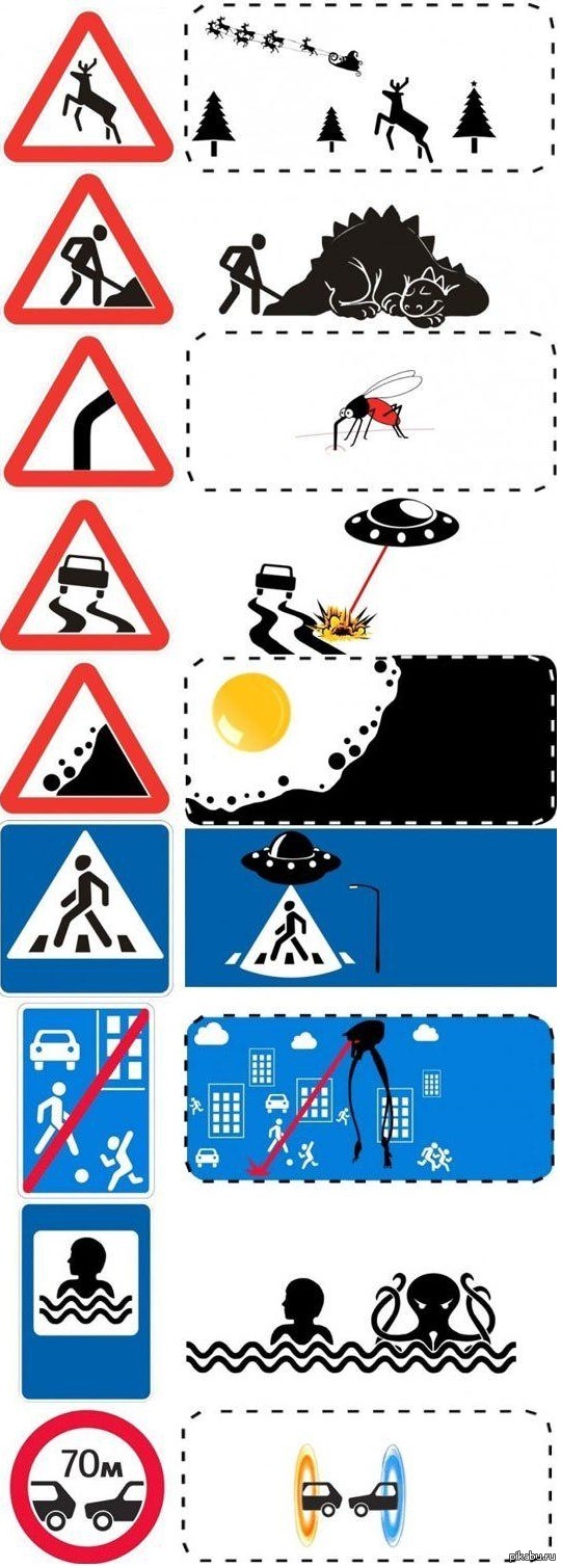 The hidden meaning of road signs - Images, Humor, Road sign, Hidden meaning