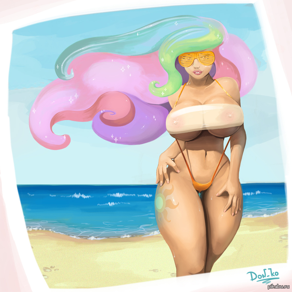 Praise the sun - NSFW, Art, Images, Humanization, My little pony, Princess celestia