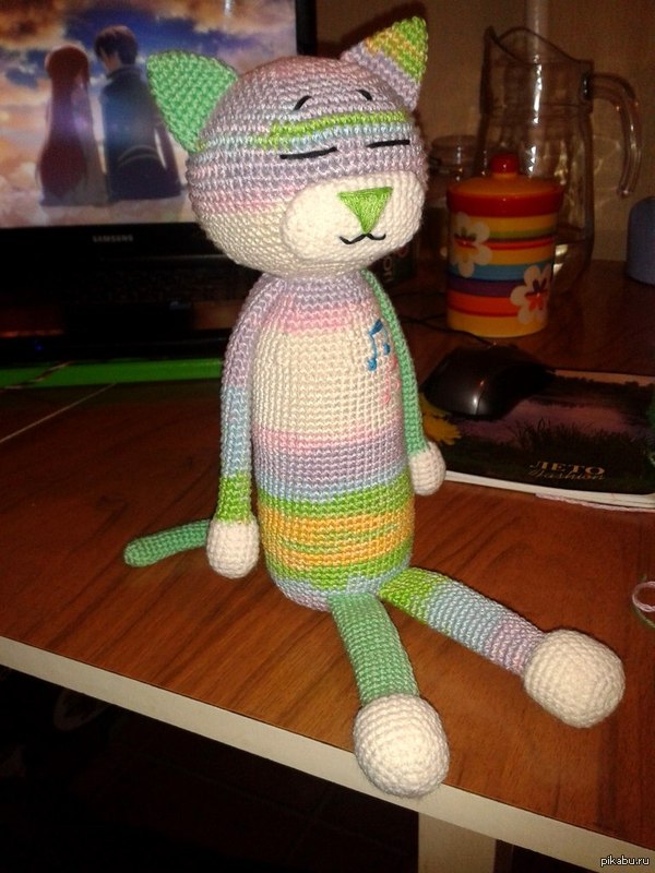 Crocheted cat :) - My, Friday tag is mine, Needlework, Amigurumi, cat