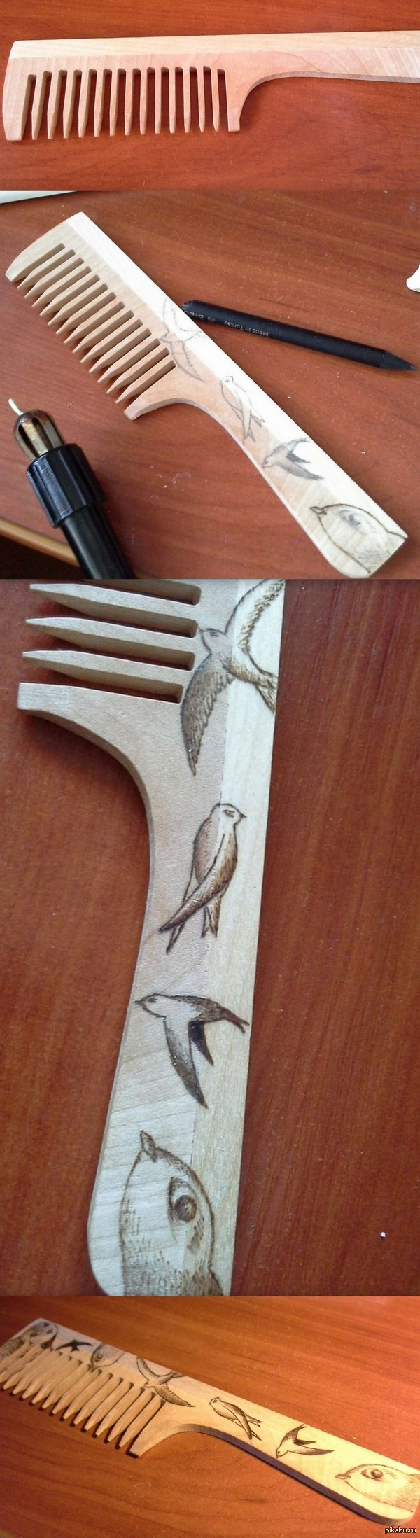 Деревянная расческа+выжигатель