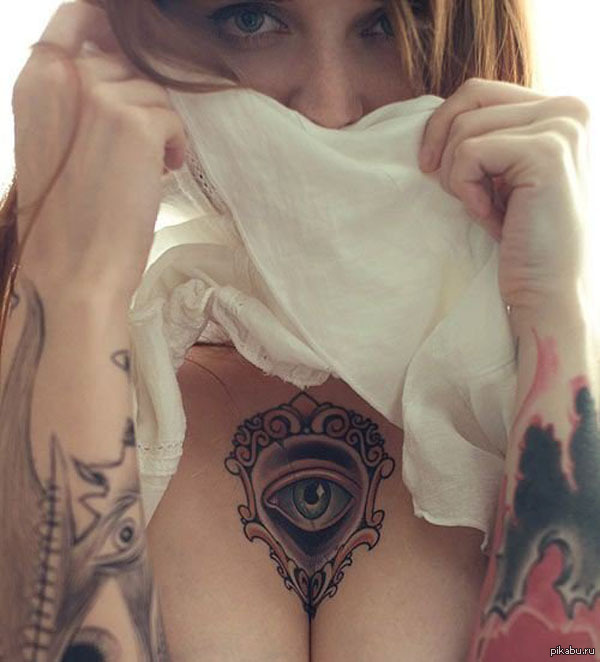 A good way to make a man look into his eyes :) - Tattoo, Girls, NSFW, Breast
