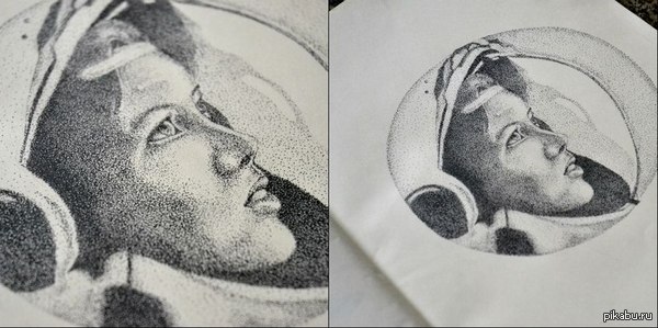 My dotwork - My, Dotwork, Drawing, Космонавты, Fantasy, Art