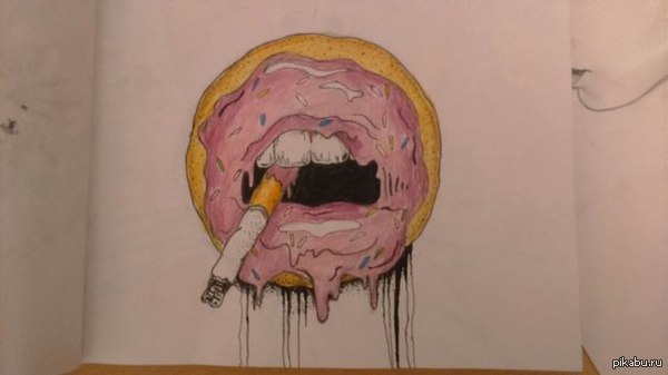 Donut with vp - My, Cigarettes, Drawing, Donuts, Food, My