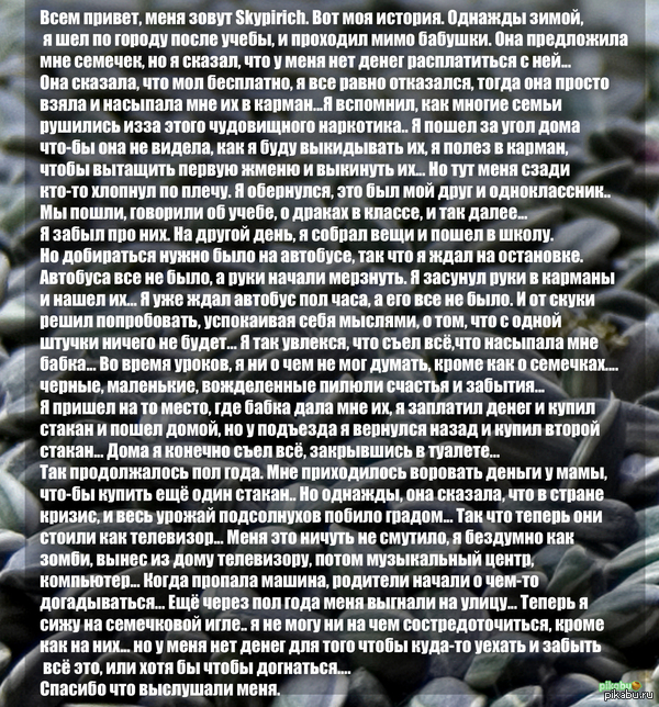 Исповедь семечкового нарковамана