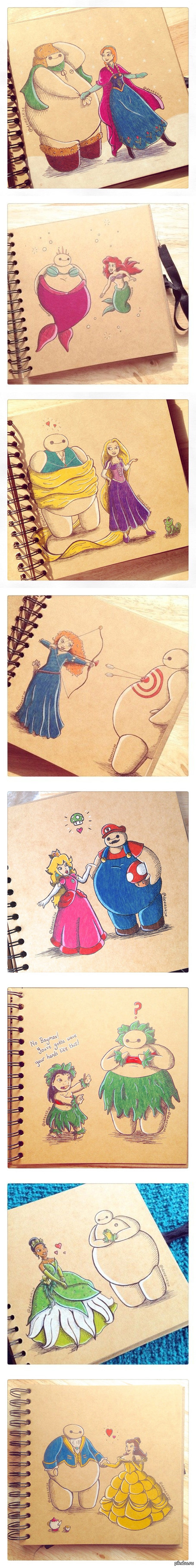 Беймакс с героинями мультфильмов