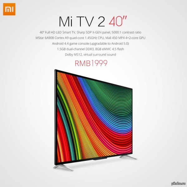 Новый телевизор Xiaomi Mi TV 2 с Full HD панелью диагональю 40 дюймов стоит всего $320