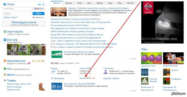 Mail.ru показывает курс гречки...