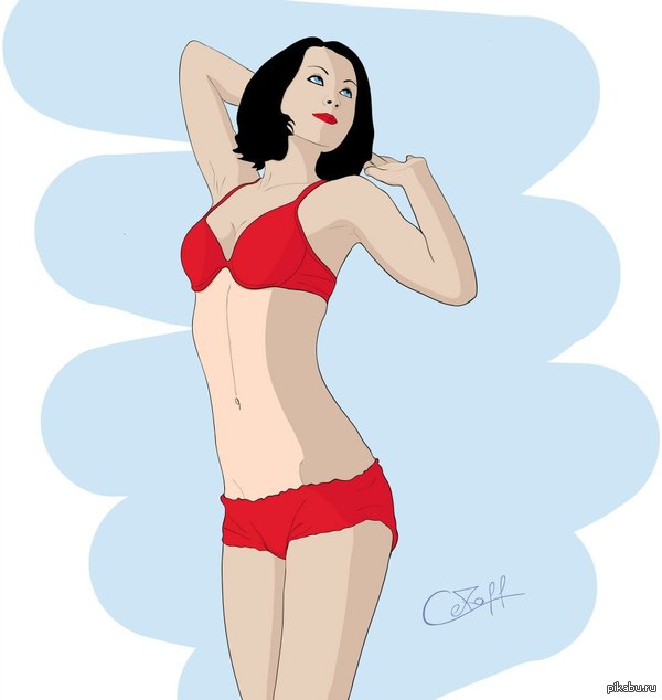 This was my first drawing in Illustrator. - NSFW, My, Girls, My, Art, Drawing, , Erotic