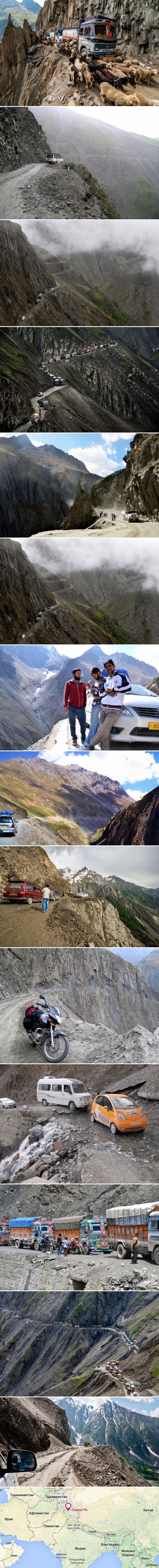 Дорога смерти в Индии.  Индийские водители вынуждены ездить по этой разбитой трассе ежедневно, а мы лучше посмотрим со стороны.