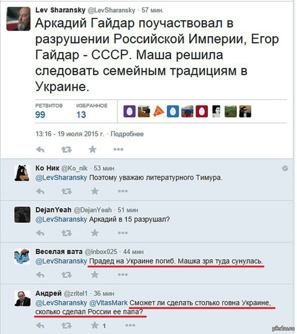 У Гайдара две беды"Мальчиш-Плохишь" и внучка "Девчушка-шлюшка"(политическая)!