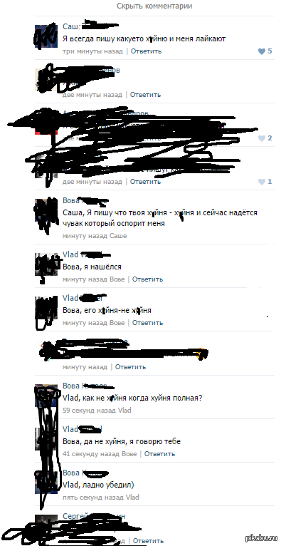 Обычные коментприи в вк.