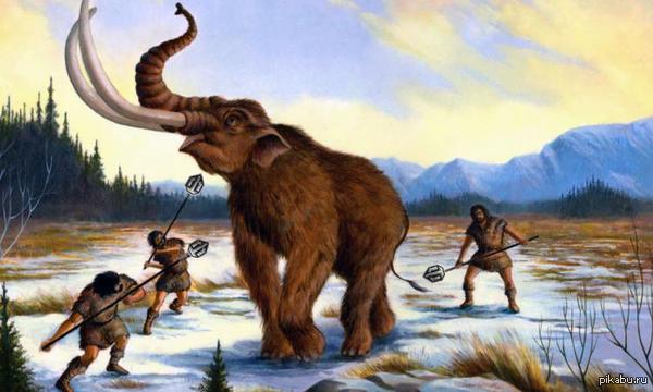 Попытка древних людей загнать мамонта логотипами WoT.