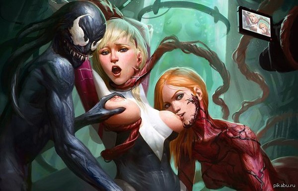 Simbiot attack - NSFW, Marvel, Art, She-Venom, , Gwen Stacy, Lesbian