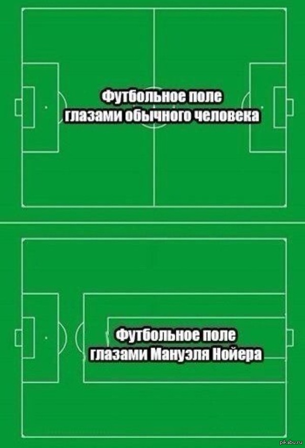 Футбольное поле глазами Нойера | Пикабу