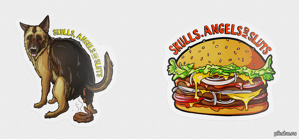 Skulls,angels and sluts  stickers