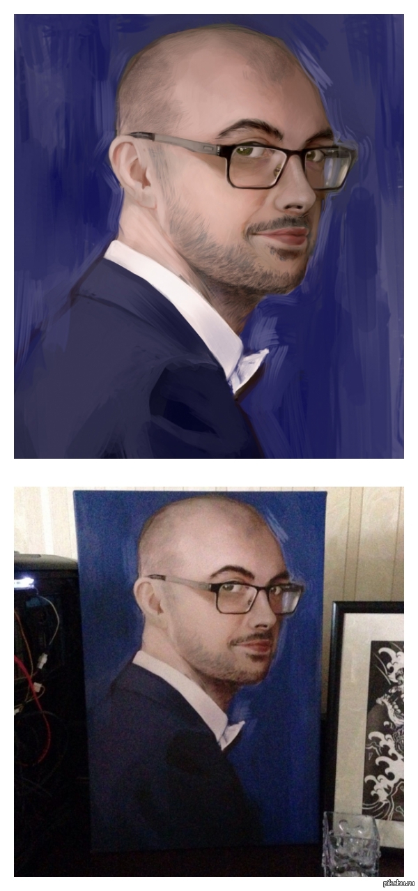 портрет, цифра вот нарисовался по заказу, распечатали на холсте