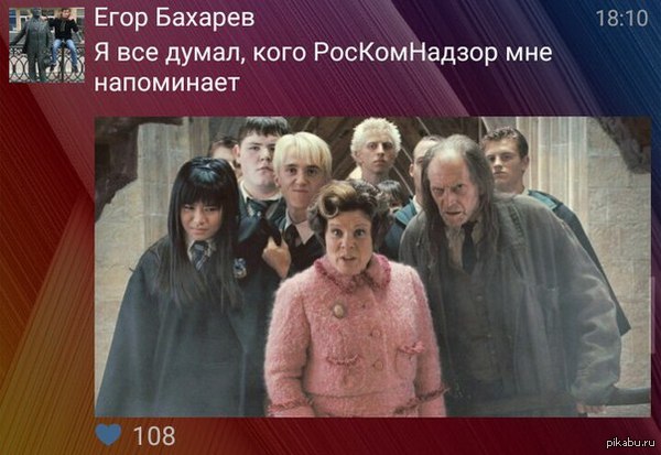 Я все думал, кого РосКомНадзор мне напоминает - Роскомнадзор, Гарри Поттер, Долорес Амбридж, ВКонтакте, Не мое