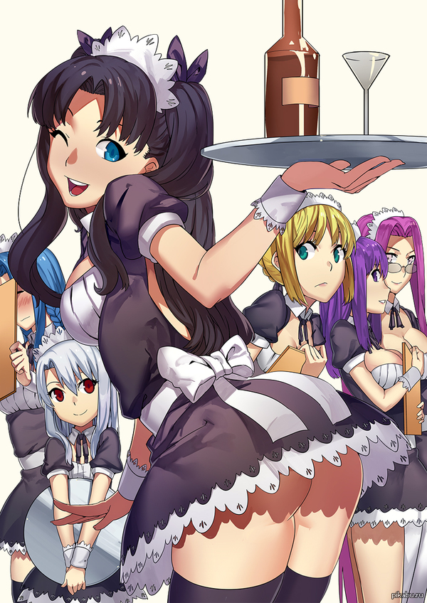 More maids - NSFW, Anime, Anime art, Fate, Housemaid, Tohsaka rin, Saber, 3