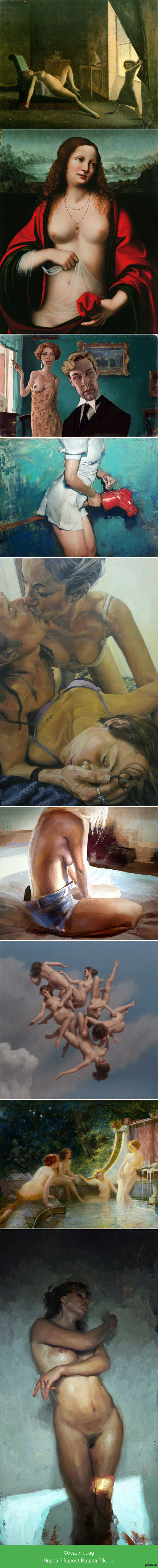 nude painting - Girls, Longpost, NSFW, Painting, Strawberry, Breast
