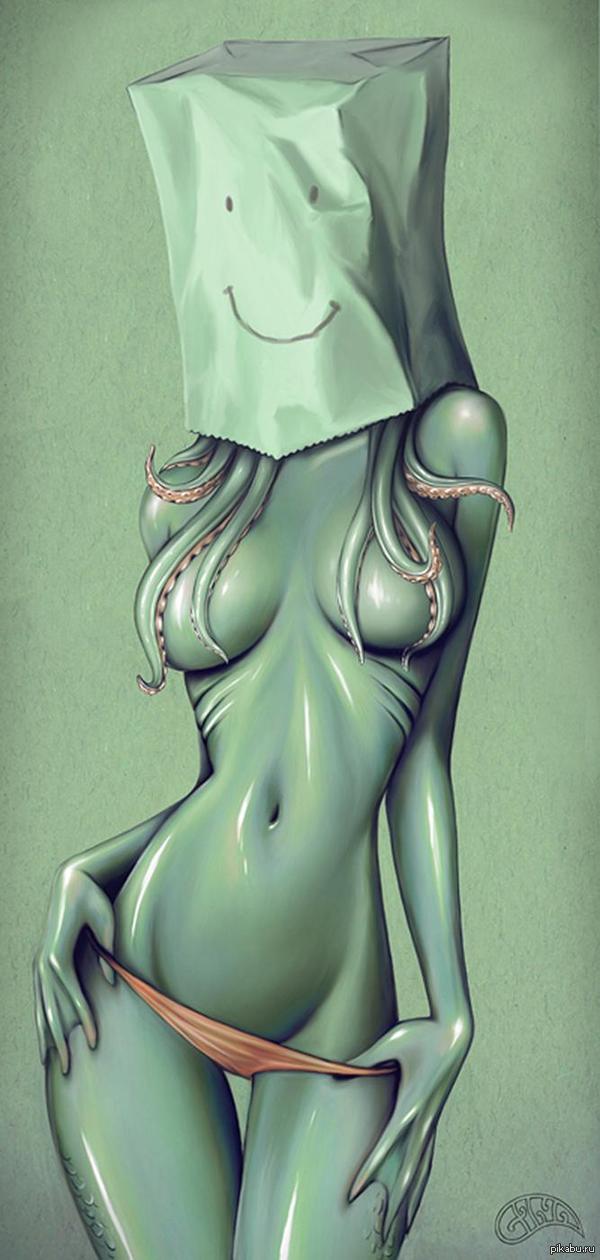 AFA - Paper bag girls by Gina Kiel - NSFW, Girls, Art, Tentacles, Not mine