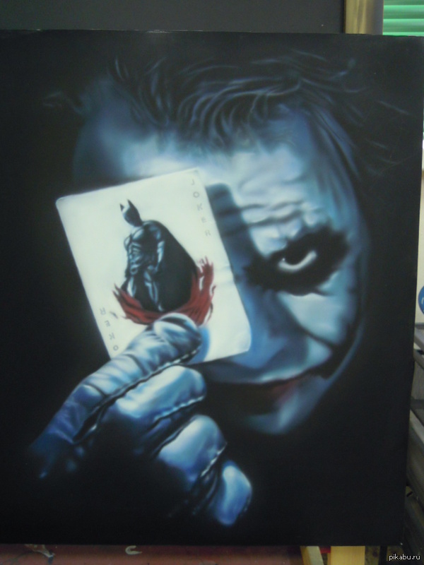 Джокер. Аэрография на холсте | Пикабу