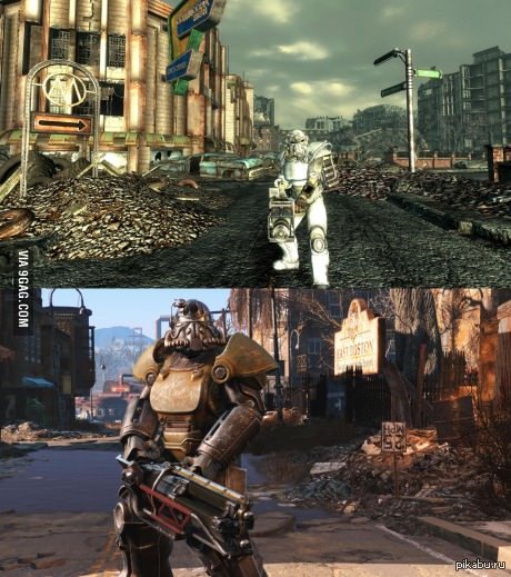 4 апдейт. Фоллаут 3 vs фоллаут 4. Фоллаут 3 против фоллаут 4. Фоллаут 4 Графика. Fallout 3 Fallout 4.