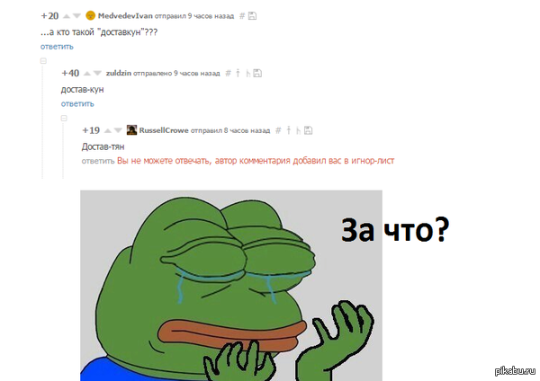 Когда придумал смешной комментарий, а неизвестный тебе пикабушник добавил в игнор