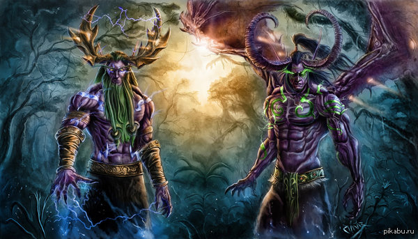 So different and so similar brothers... - World of Warcraft, Illidan, Malfurion, Warcraft, Elves, Night elfs, Art