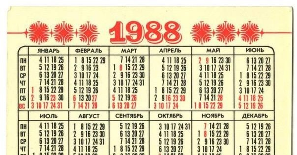 13 года день недели. Календарь 1988г по месяцам. Календарь 1988 года. Календарь 1988 года по месяцам. 1988 Год календарь на 1988 год.