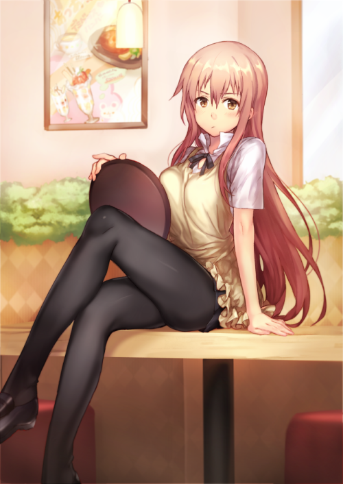 Nyashka in stockings - NSFW, Anime art, Anime, , , Working!