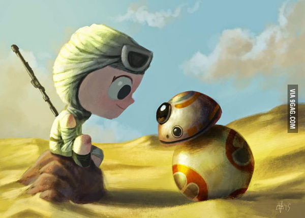 Very cute art - Star Wars VII: The Force Awakens, Bb-8, Daisy Ridley, Art, 9GAG