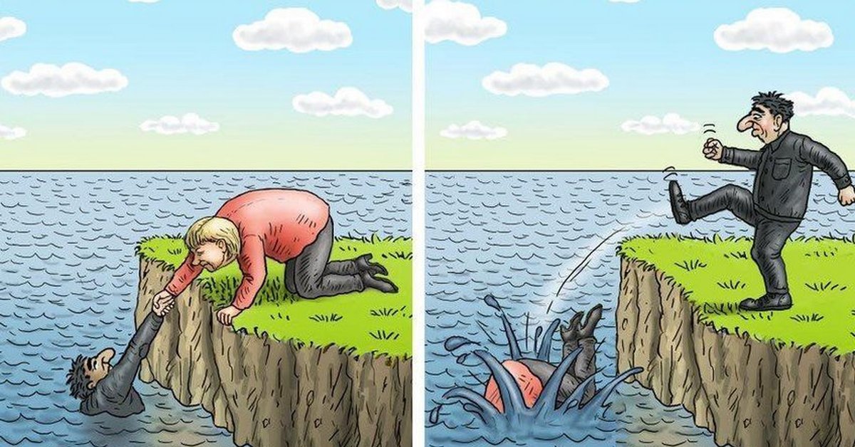 Угрожать нельзя. Мигранты карикатура. Карикатуры на мигрантов в Европе. Проблемы карикатура. Рисунки на злобу дня.