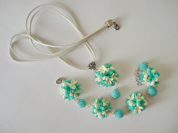 Цветочные украшения Браслет, Кулон, Украшения, Украшение, Бирюза, Подарки, Длиннопост