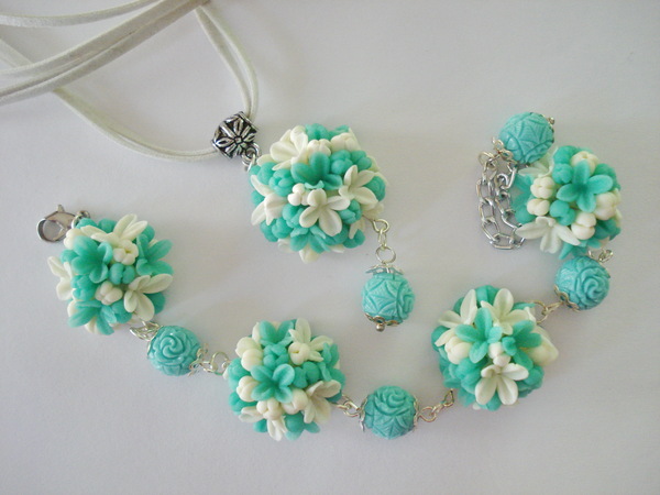 Цветочные украшения Браслет, Кулон, Украшения, Украшение, Бирюза, Подарки, Длиннопост